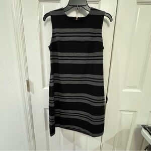 Calvin Klein Black & Gray Striped Sleeveless Dress‎ – Size 8P